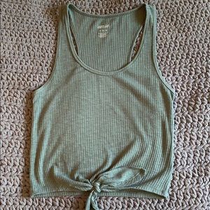 Green Knotted Tank Top